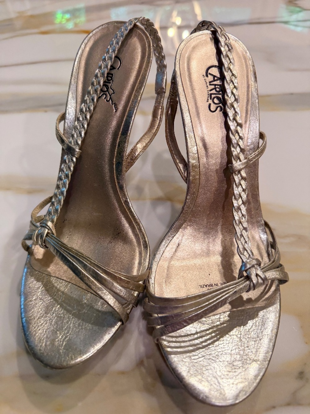 Carlos By Carlos Santana " Turbulence Champagne Colored Slingback Heel sz 7.5 M